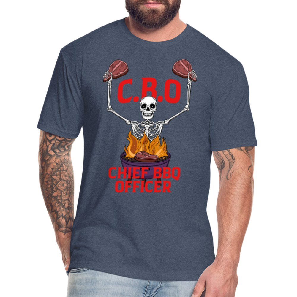 Chief BBQ Officer - Fitted Cotton/Poly T-Shirt - heather navy