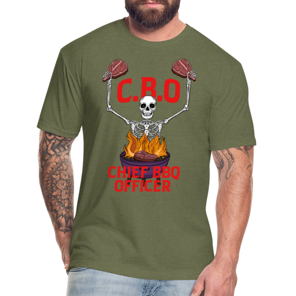 Chief BBQ Officer - Fitted Cotton/Poly T-Shirt - heather military green